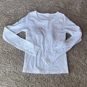 Lulu Lemon White Ribbed Long Sleeve Top